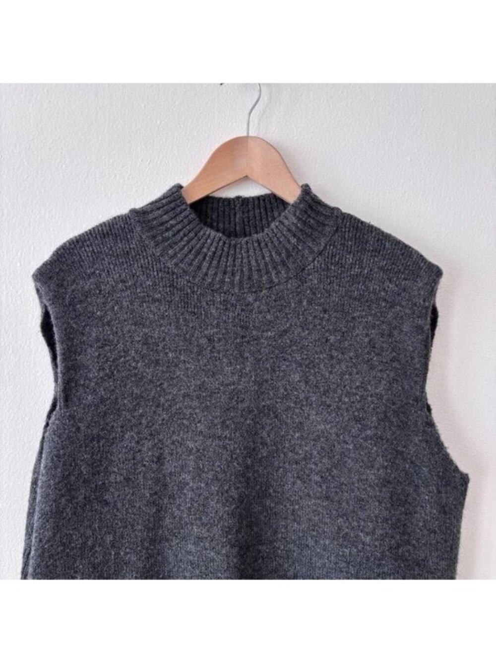 Zara Charcoal Knit Two Piece Set Sleeveless Top & Midi Skirt Minimal Size S - Picture 5 of 11